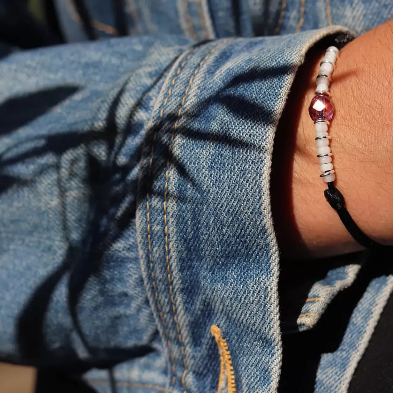 Outlet Michaël Vessière Bracelet Amitie Amour Cristal Rouge
