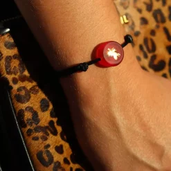 Hot Michaël Vessière Bracelet Chardon Lorrain Rouge Sur Cordon