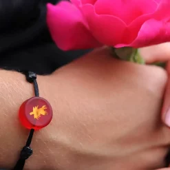 Hot Michaël Vessière Bracelet Chardon Lorrain Rouge Sur Cordon