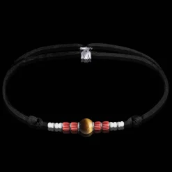 Michaël Vessière Bracelet Courage Oeil De Tigre Sur Cordon