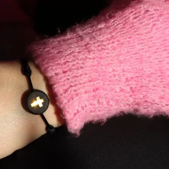 Clearance Michaël Vessière Bracelet Croix Chretienne Sur Cordon