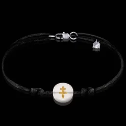 Discount Michaël Vessière Bracelet Croix De Lorraine Incolore Sur Cordon