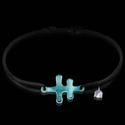 Outlet Michaël Vessière Bracelet Croix De Lorraine Turquoise Pate De Verre