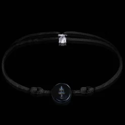 Online Michaël Vessière Bracelet Croix De Lorraine Noire Gravee Sur Cordon