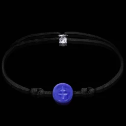 Hot Michaël Vessière Bracelet Croix De Lorraine Bleu Gravee Sur Cordon