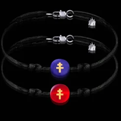 Discount Michaël Vessière Bracelet De Couple - Croix De Lorraine (Bleu Et Rouge)