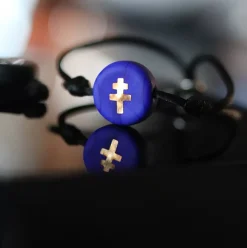 Discount Michaël Vessière Bracelet De Couple - Croix De Lorraine (Bleu Et Rouge)