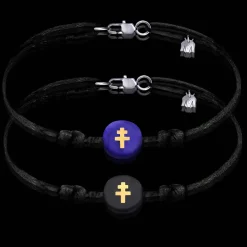 Sale Michaël Vessière Bracelet De Couple - Croix De Lorraine (Bleu Et Noir)
