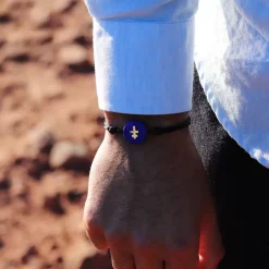 Sale Michaël Vessière Bracelet De Couple - Croix De Lorraine (Bleu Et Noir)