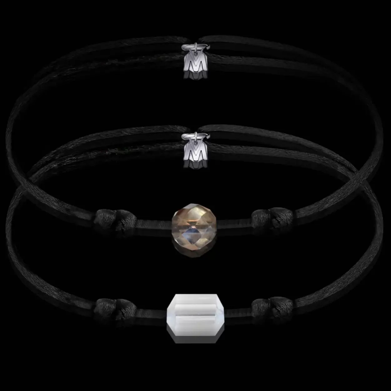 Online Michaël Vessière Bracelet De Couple Solitaire Sur Cordon