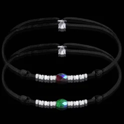 Hot Michaël Vessière Bracelet Duo D'Amitie Cristal Vert Et Rouge