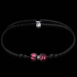 Outlet Michaël Vessière Bracelet Duo De Perles Glacees Rose Sur Cordon