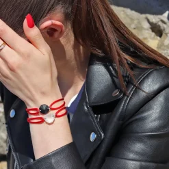 Hot Michaël Vessière Bracelet Duo Rock En Cristal - Le Clair Et Le Noir