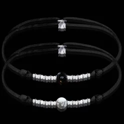 Sale Michaël Vessière Bracelet Duo Tourmaline + Howlite Sur Cordon