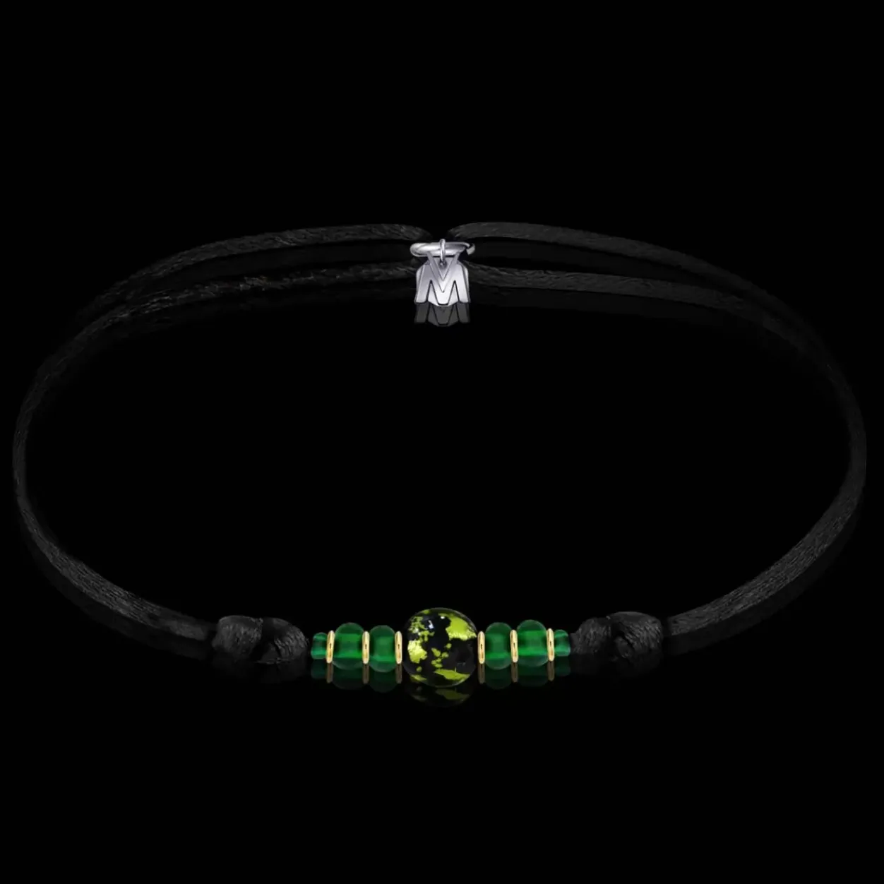 Online Michaël Vessière Bracelet Emeraude Verre De Murano Sur Cordon
