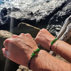 Online Michaël Vessière Bracelet Emeraude Verre De Murano Sur Cordon