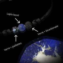 New Michaël Vessière Bracelet Lapis-Lazuli + Verre Made In France
