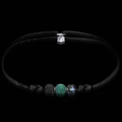 New Michaël Vessière Bracelet Malachite + Verre Made In France
