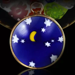 Clearance Michaël Vessière Bracelet Medaillon Nuit Etoilee De Murano Sur Cordon
