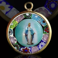 Sale Michaël Vessière Bracelet Medaillon Vierge Marie De Murano Sur Cordon