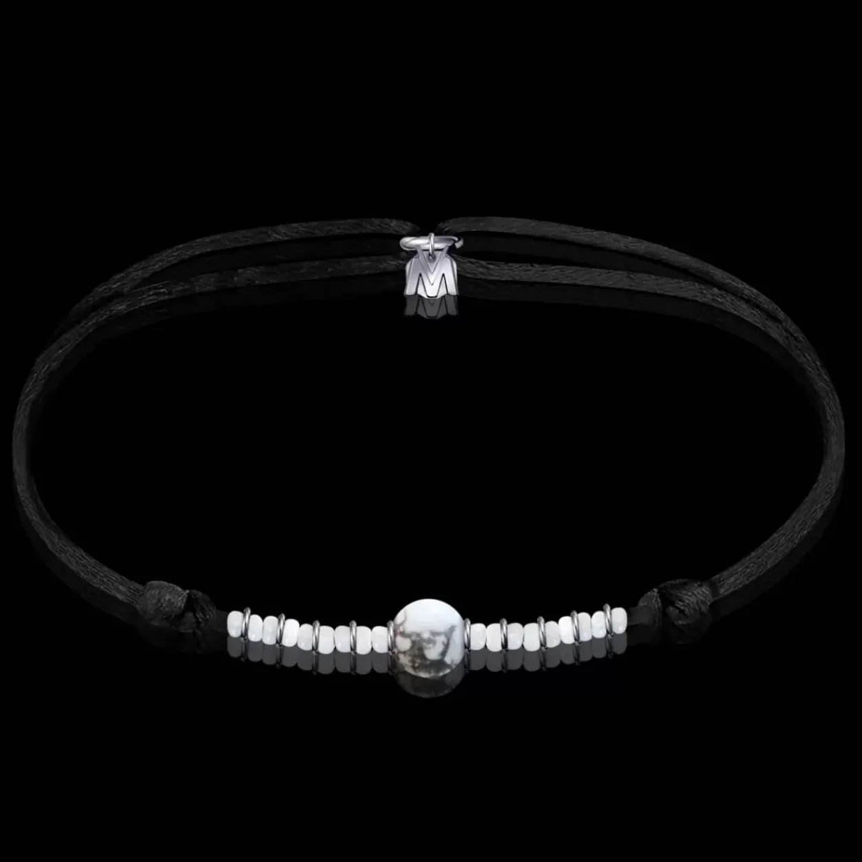 Hot Michaël Vessière Bracelet Pierre Howlite Immacule Sur Cordon