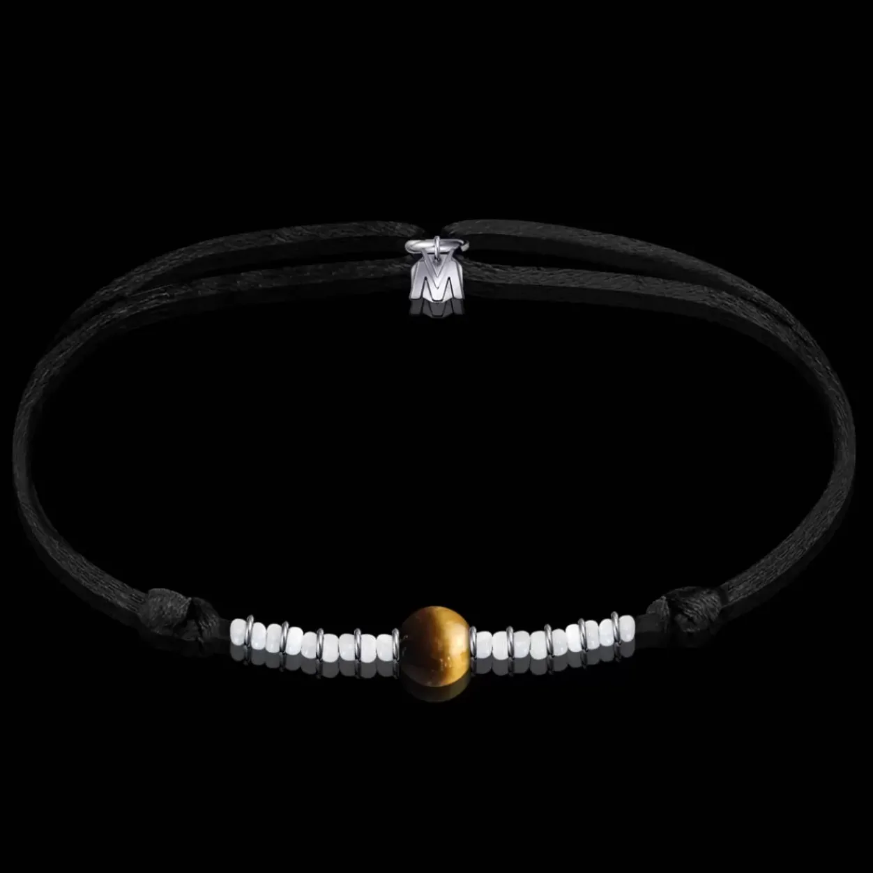 Discount Michaël Vessière Bracelet Pierre Oeil De Tigre Immacule Sur Cordon