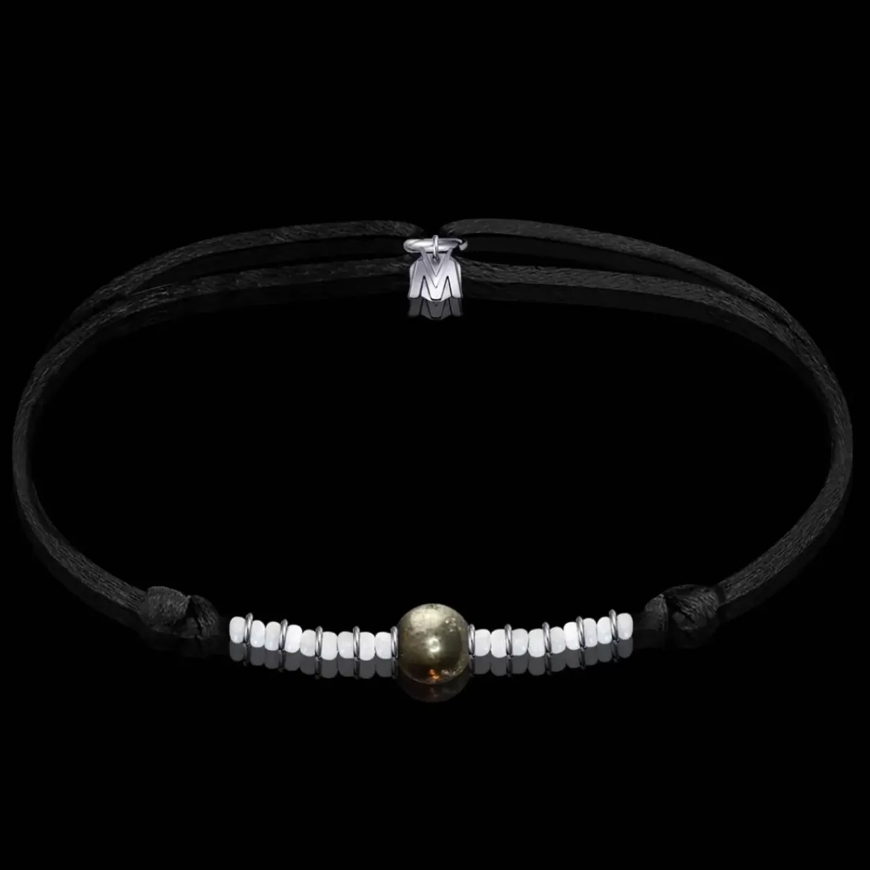 Michaël Vessière Bracelet Pierre Pyrite Immacule Sur Cordon