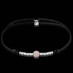 Michaël Vessière Bracelet Pierre Quartz Rose Immacule Sur Cordon
