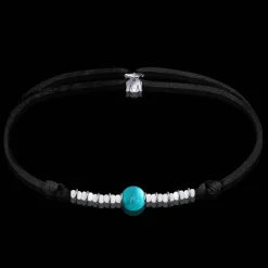 New Michaël Vessière Bracelet Pierre Turquoise Immacule Sur Cordon