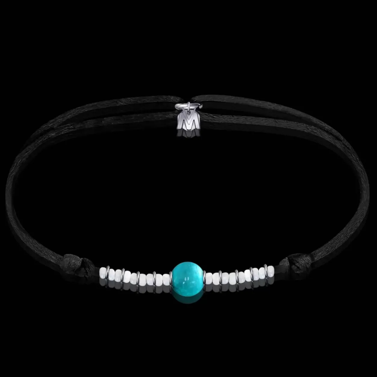 New Michaël Vessière Bracelet Pierre Turquoise Immacule Sur Cordon