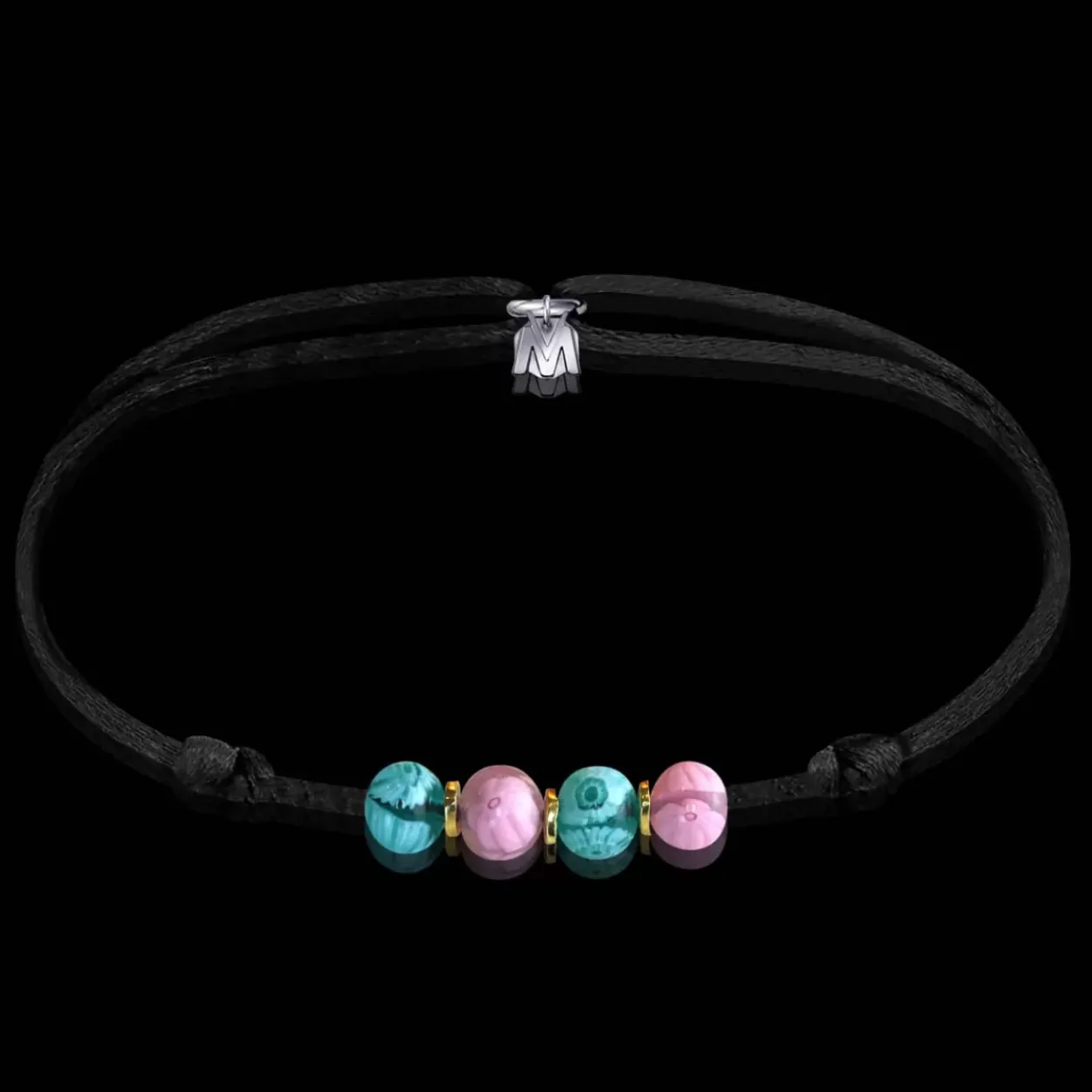 Michaël Vessière Bracelet Printanier Verre De Murano Sur Cordon