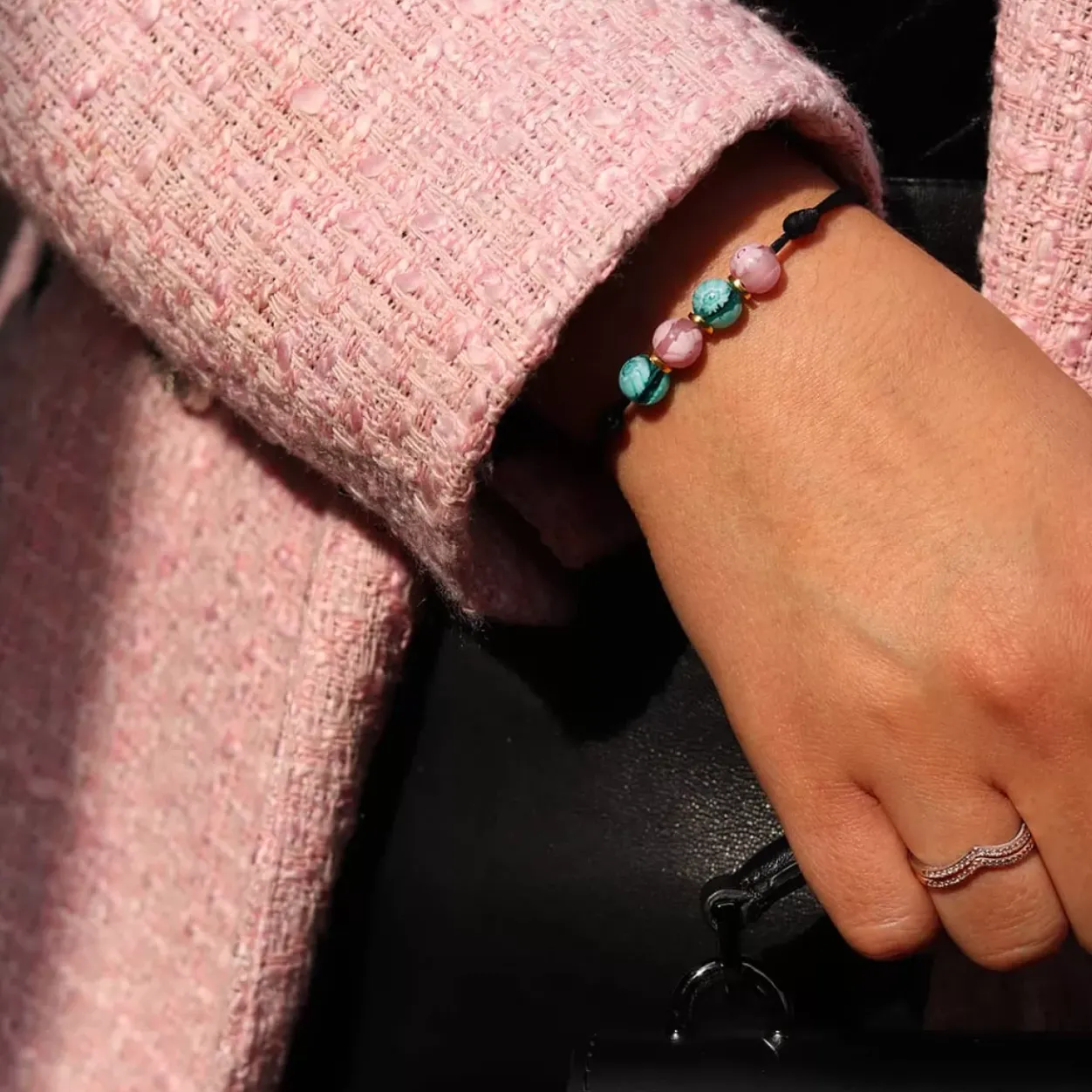 Michaël Vessière Bracelet Printanier Verre De Murano Sur Cordon