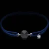 Sale Michaël Vessière Bracelet Rock Porte-Bonheur Pierre Noire Sur Cordon Bleu