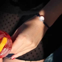 Sale Michaël Vessière Bracelet Rock Porte-Bonheur Pierre Claire Sur Cordon