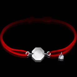 Sale Michaël Vessière Bracelet Rock Porte-Bonheur Pierre Claire Sur Cordon Rouge