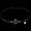 Outlet Michaël Vessière Bracelet Rock Porte-Bonheur Pierre Noire Sur Cordon Noir