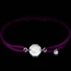 Clearance Michaël Vessière Bracelet Rock Porte-Bonheur Pierre Claire Sur Cordon Violet