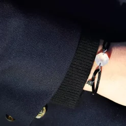 Best Michaël Vessière Bracelet Rock Porte-Bonheur Pierre Claire Sur Cordon Noir