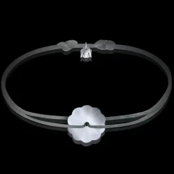 Clearance Michaël Vessière Bracelet Rosace Cristal Clair Sable - Cordon Gris