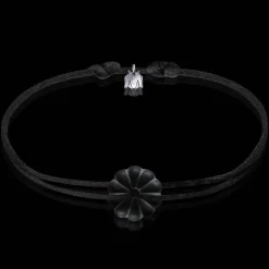 New Michaël Vessière Bracelet Rosace Cristal Noir Sablee Sur Cordon