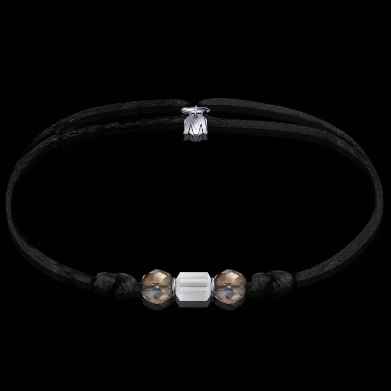 Online Michaël Vessière Bracelet Tenebreux En Cristal Sur Cordon