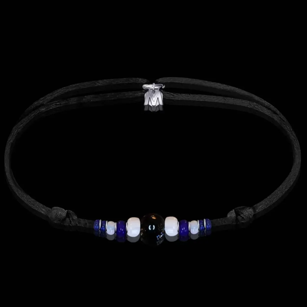 Outlet Michaël Vessière Bracelet Tourmaline Noire + Verre De Murano